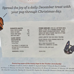 Trader Joe's A 24-treat pack showing aromas and texture dogs love during holiday countdown.