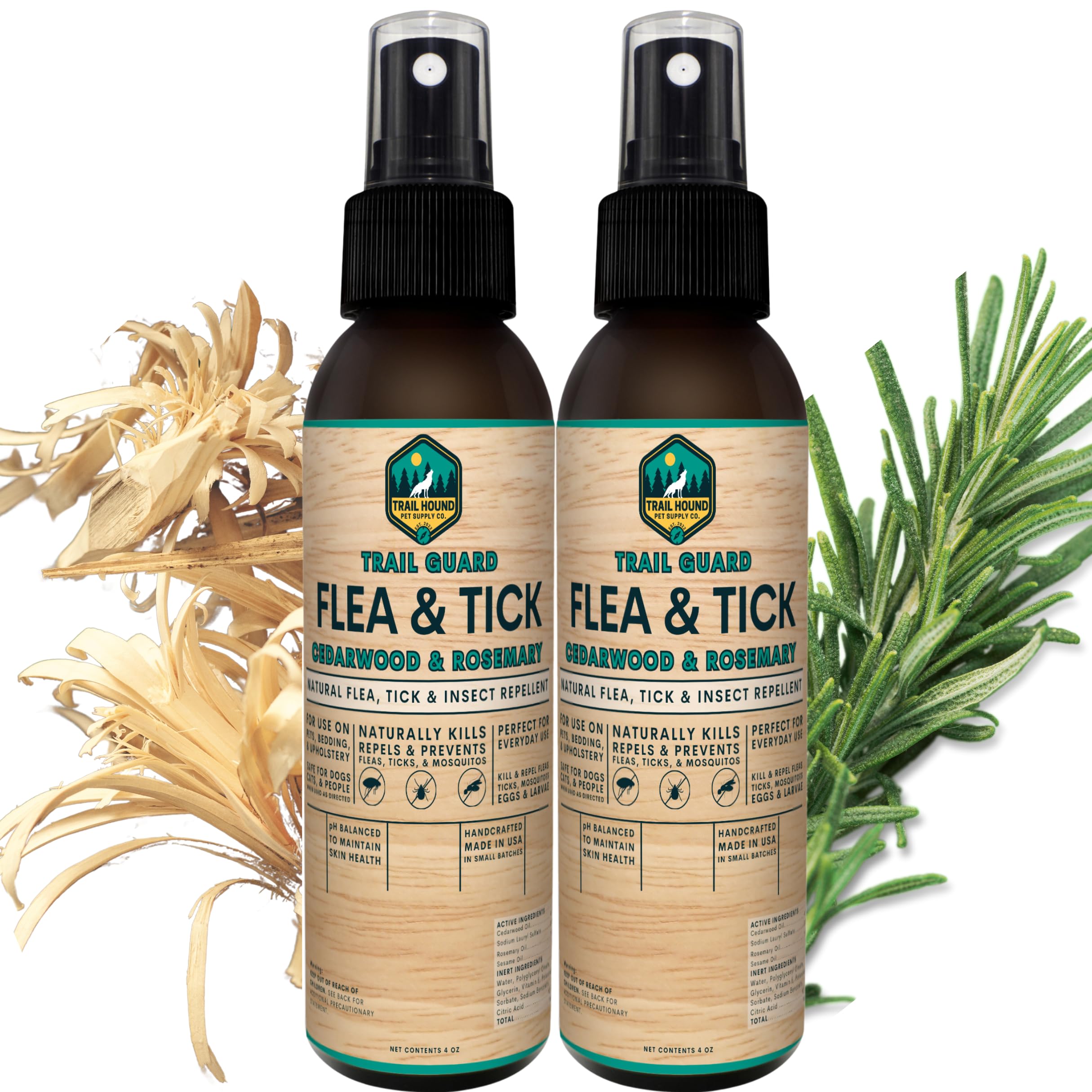 Trail Guard spray bottle with cedarwood and rosemary for pet-safe outdoor protection