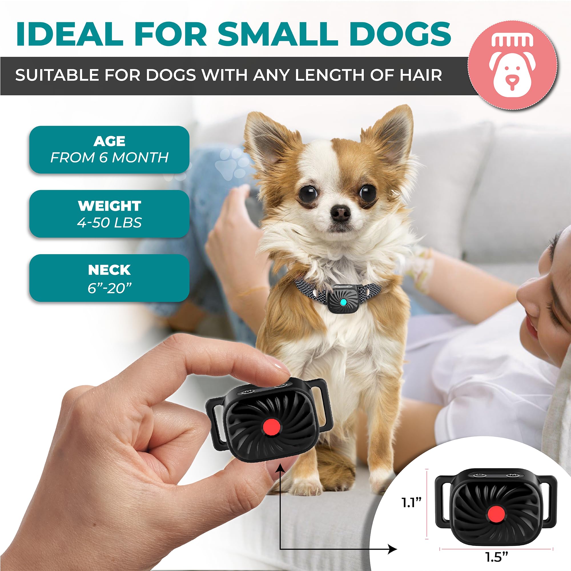 TrainTail bark collar in black design suitable for everyday wear