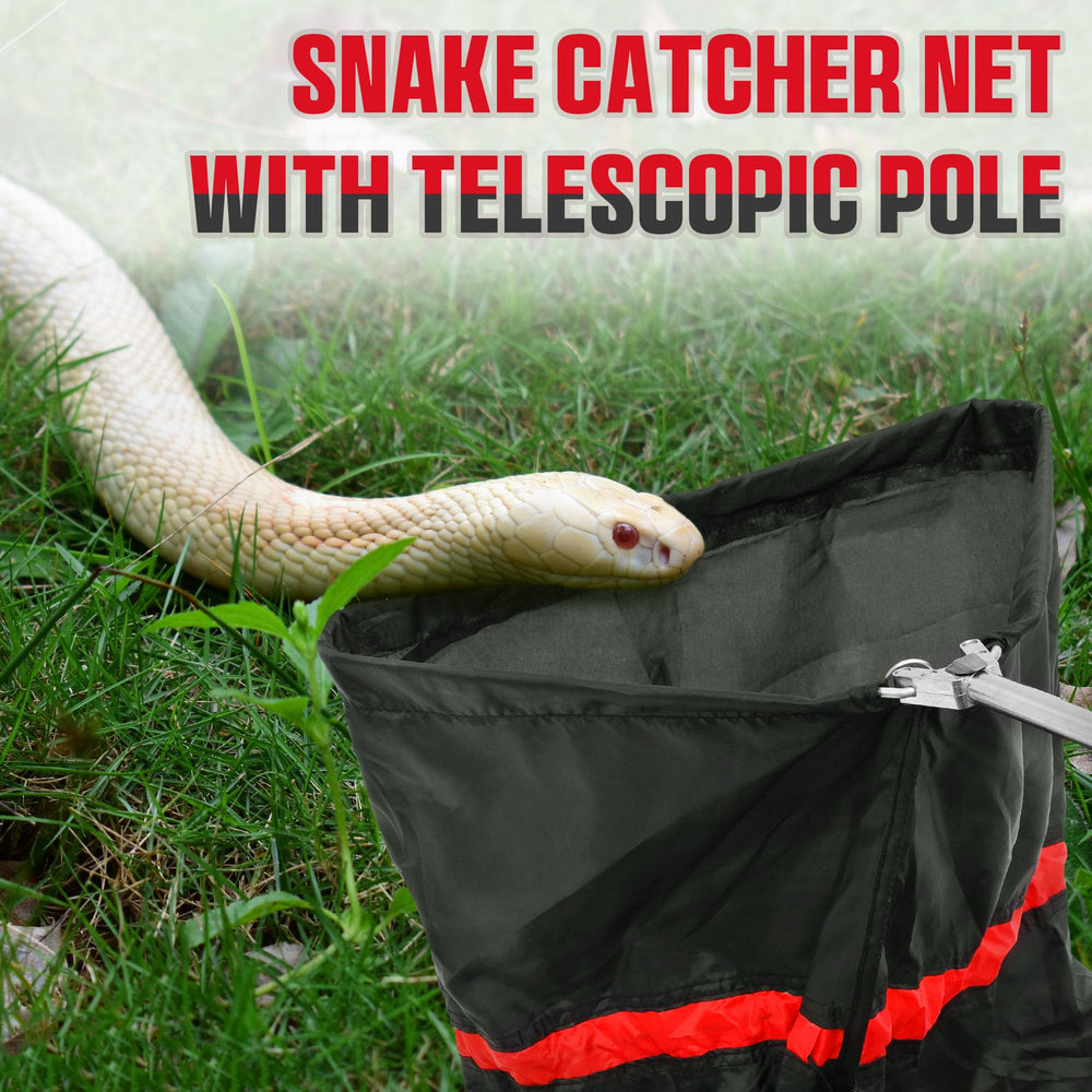 Trakem snake catcher net with drawstring seal secures the capture