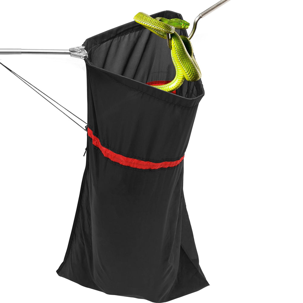Trakem snake catcher net with extended pole shows safe reach for field rescues