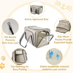 Tranquitas cat carrier soft breathable mesh provides fresh air and visibility during journeys.