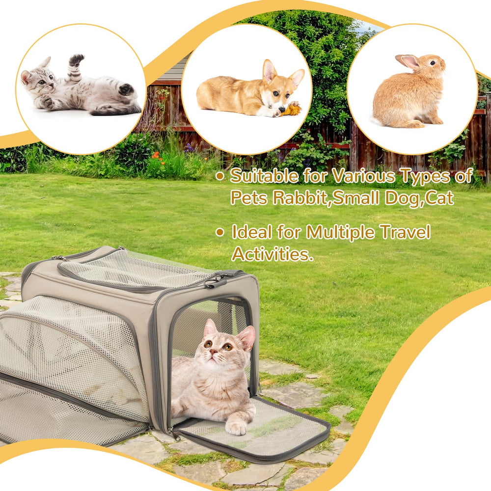 Tranquitas cat carrier soft with shoulder strap and luggage attachment for convenient transport.