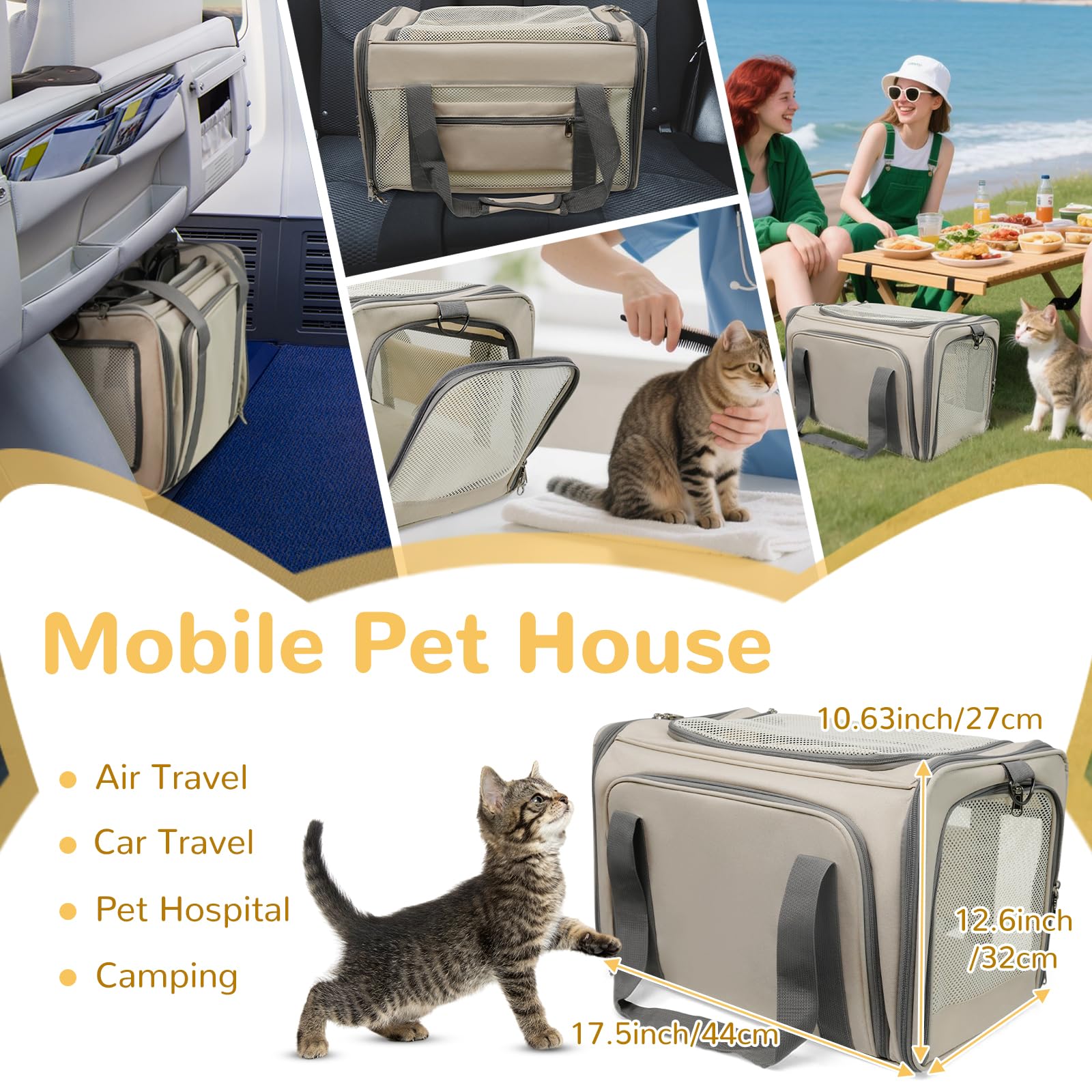 Tranquitas cat carrier soft top-view access helps you soothe your pet on the go.