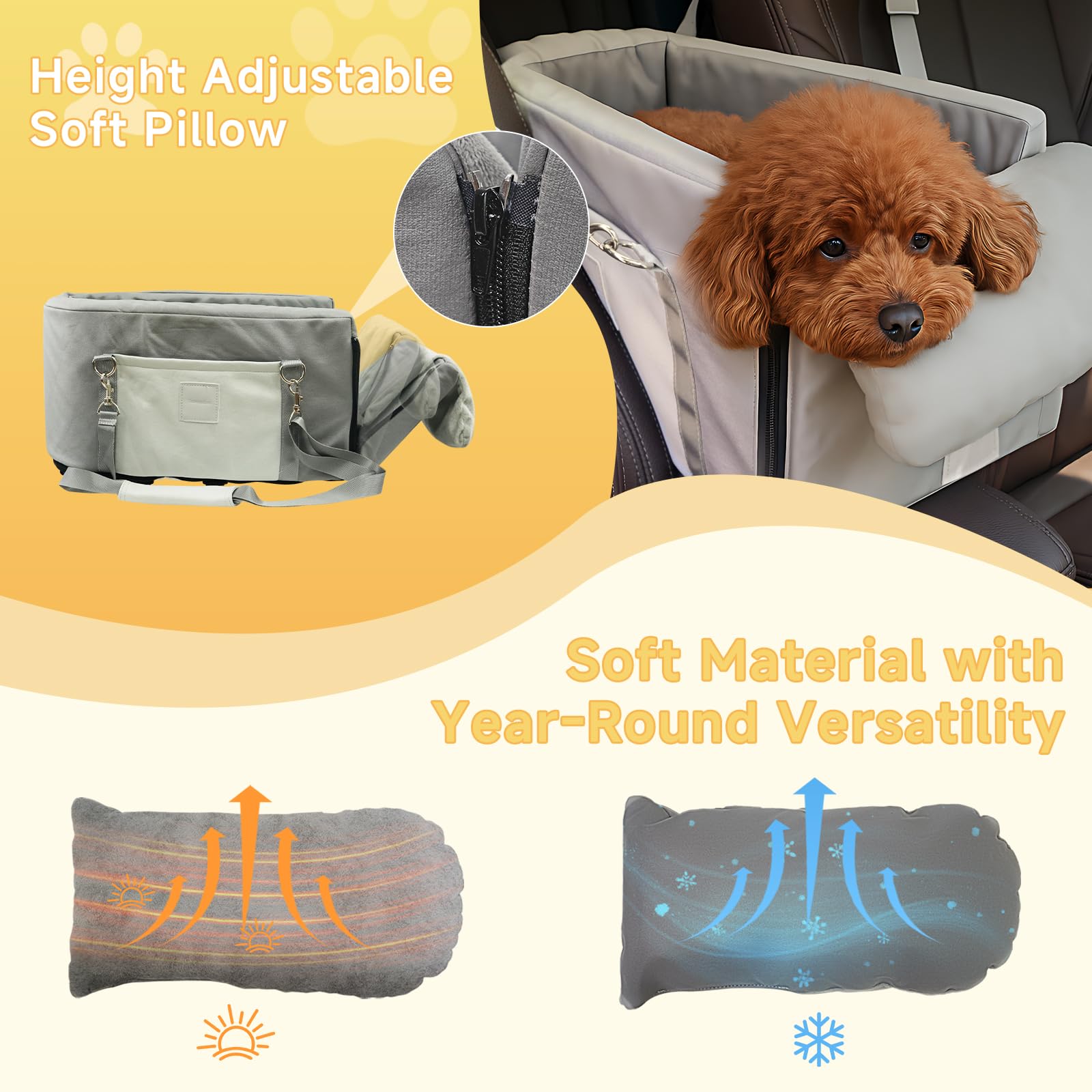 Tranquitas dog car seat side belt attachment demonstrates secure dual straps for stability