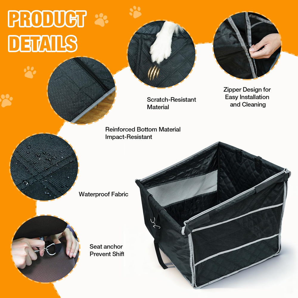 Tranquitas dog car seat mesh-windows promote airflow and visibility during rides.
