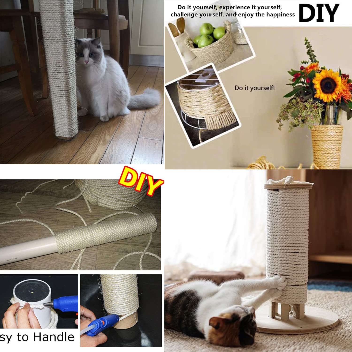 Treasborn sisal rope white 164 feet keeps spare material ready for ongoing maintenance.