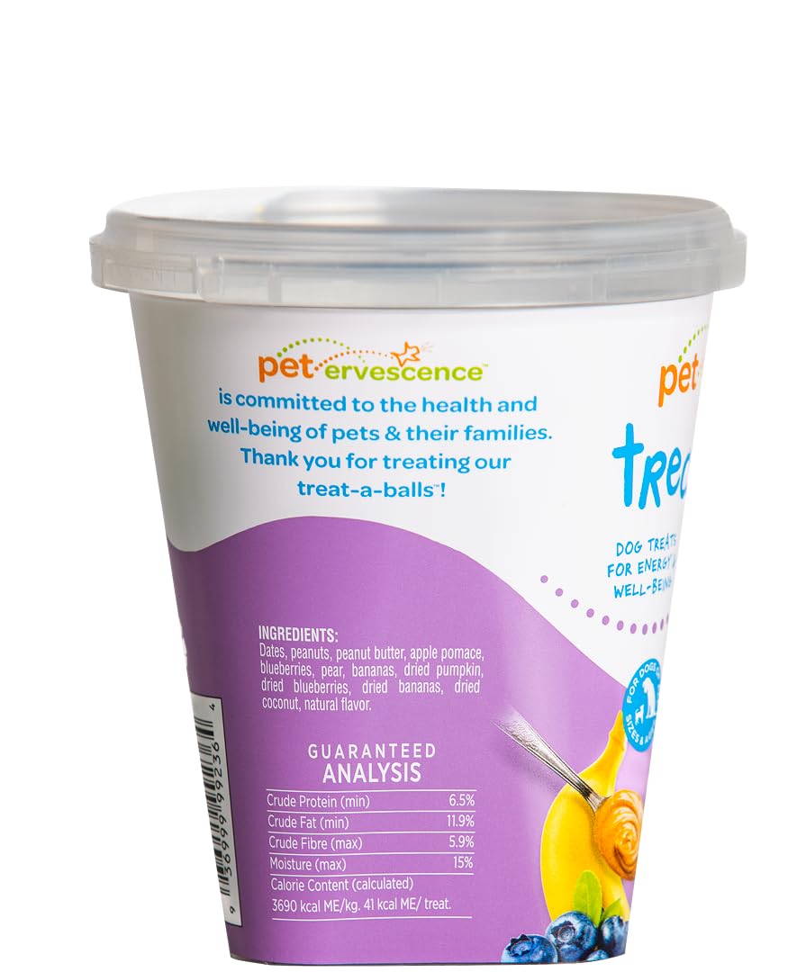TREAT-A-BALLS banana flavor dog treats packaging for all-age rewards