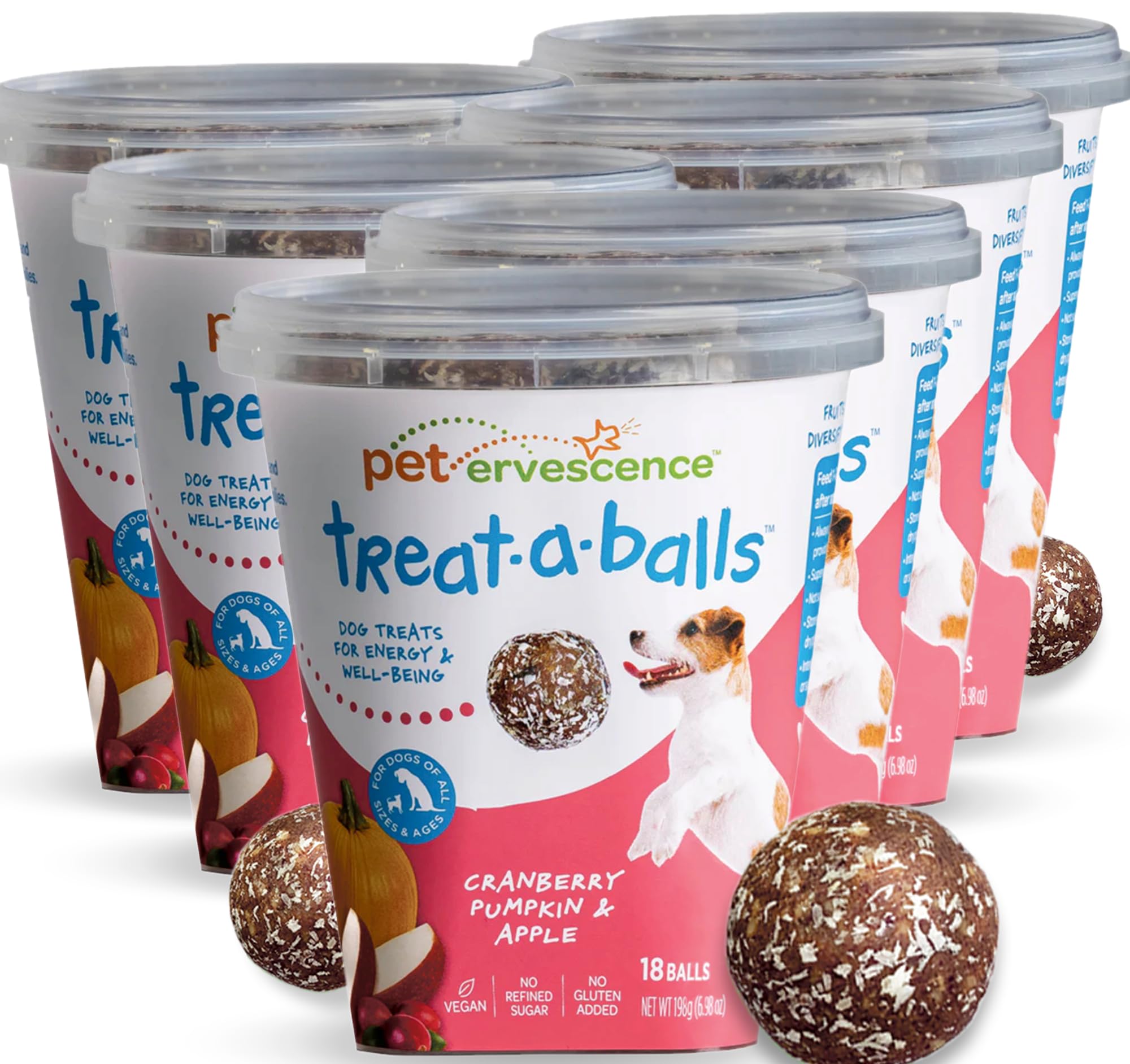 TREAT-A-BALLS cranberry-pumpkin-apple treats pack—soft bites for training all dog sizes.