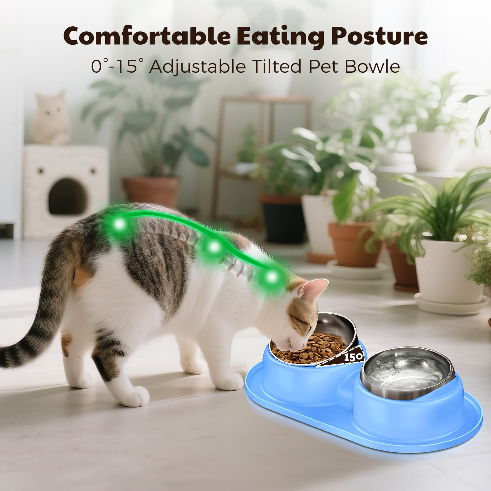 Trekora cat bowls on a silicone mat prevent mess and floor damage during meals