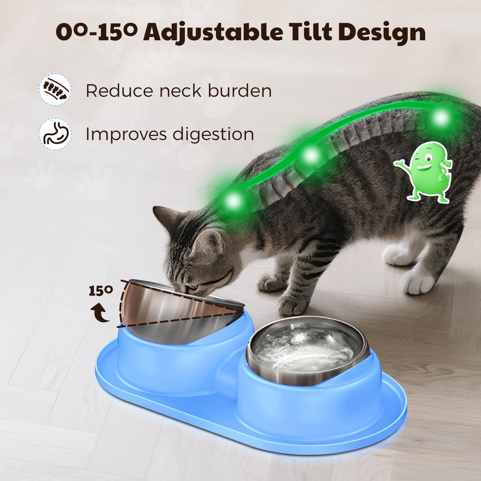Trekora two bowls set provides separate food and water in one mat