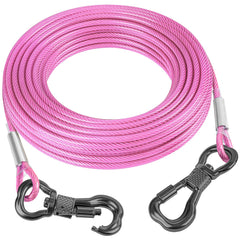 Tresbro 70ft reflective tie out cable stretched full-length for outdoor dog safety.