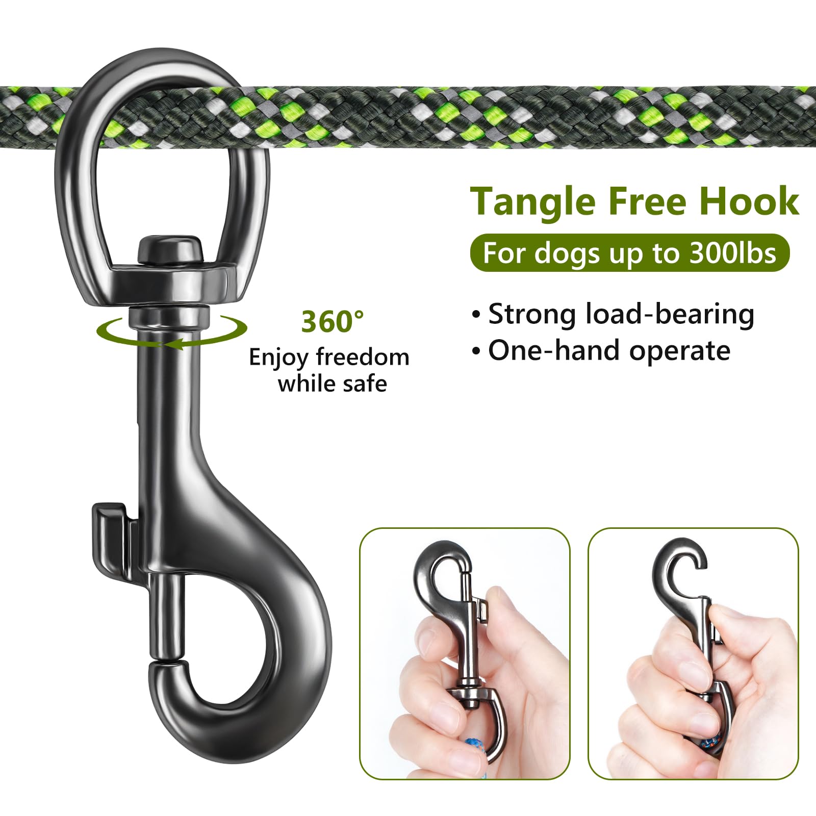 Tresbro dog camping leash 75ft strap with extended reach for yard exploration.