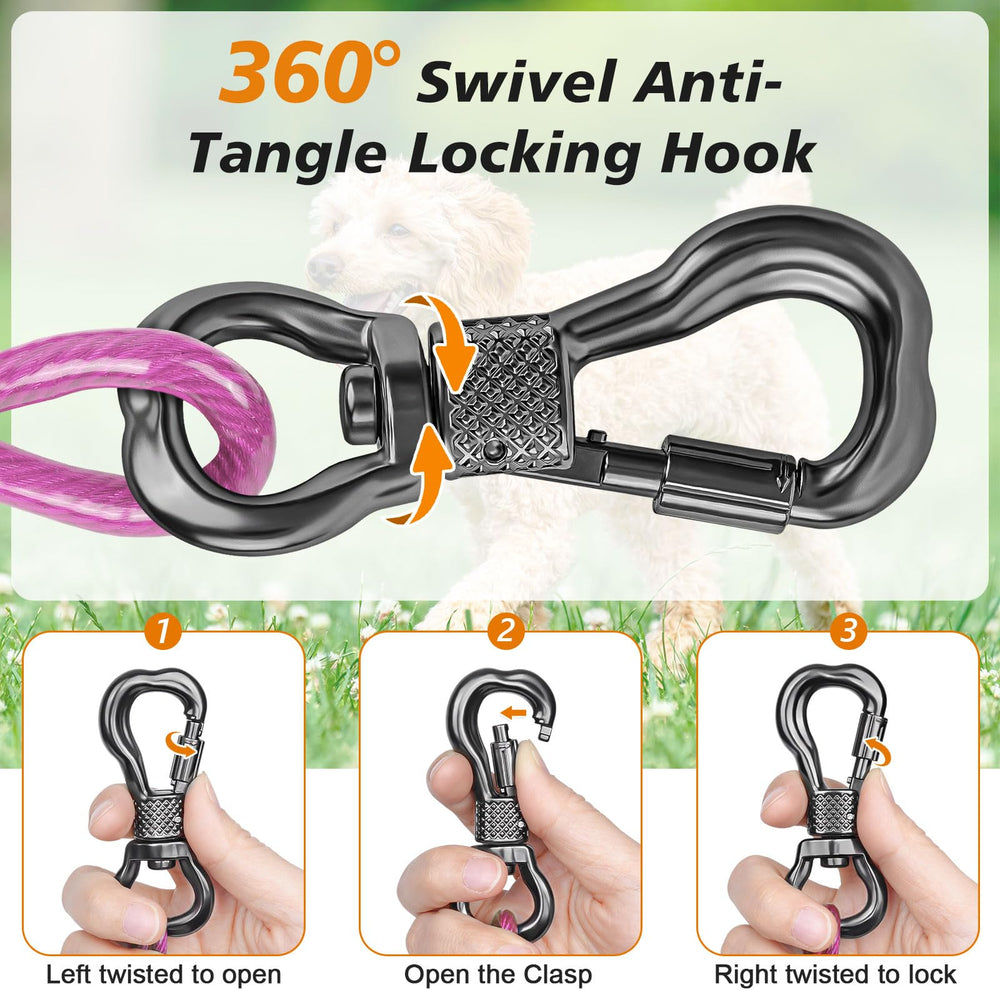 Tresbro dog tie out cable reflective coating enhances night visibility