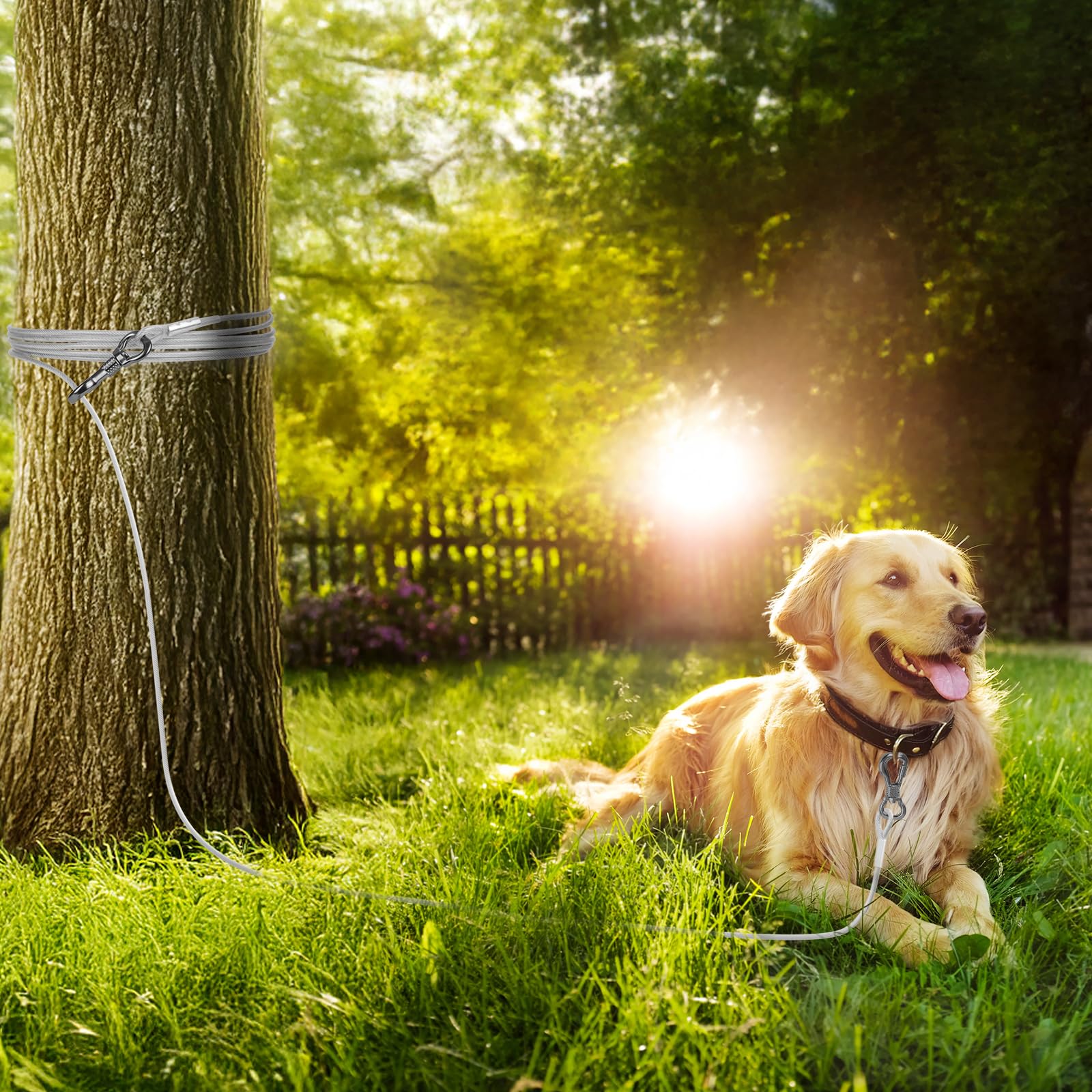 Tresbro swivel-end attachment enables easy ground-post or stake setup.