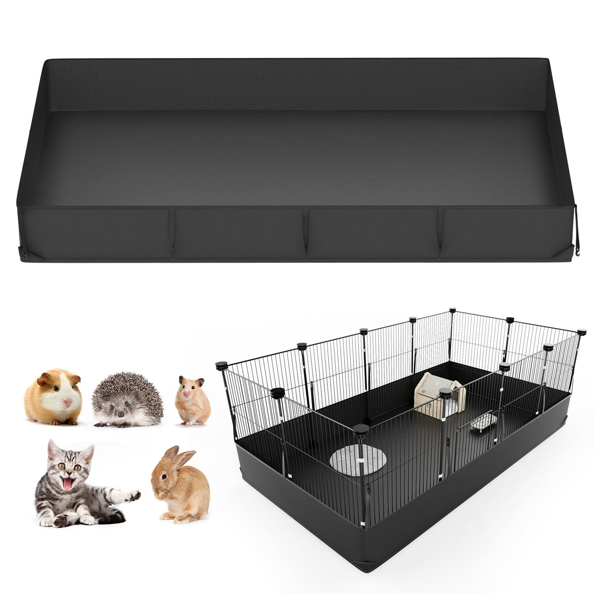 Tresbro Guinea Pig Cage Liner with one-hand release hook enables quick setup and secure fit.