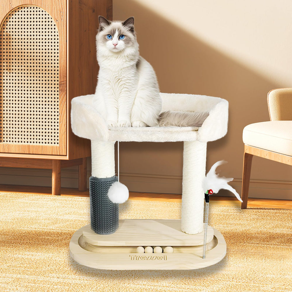 Tressel cat tree with suction-base keeps stability on smooth floors.
