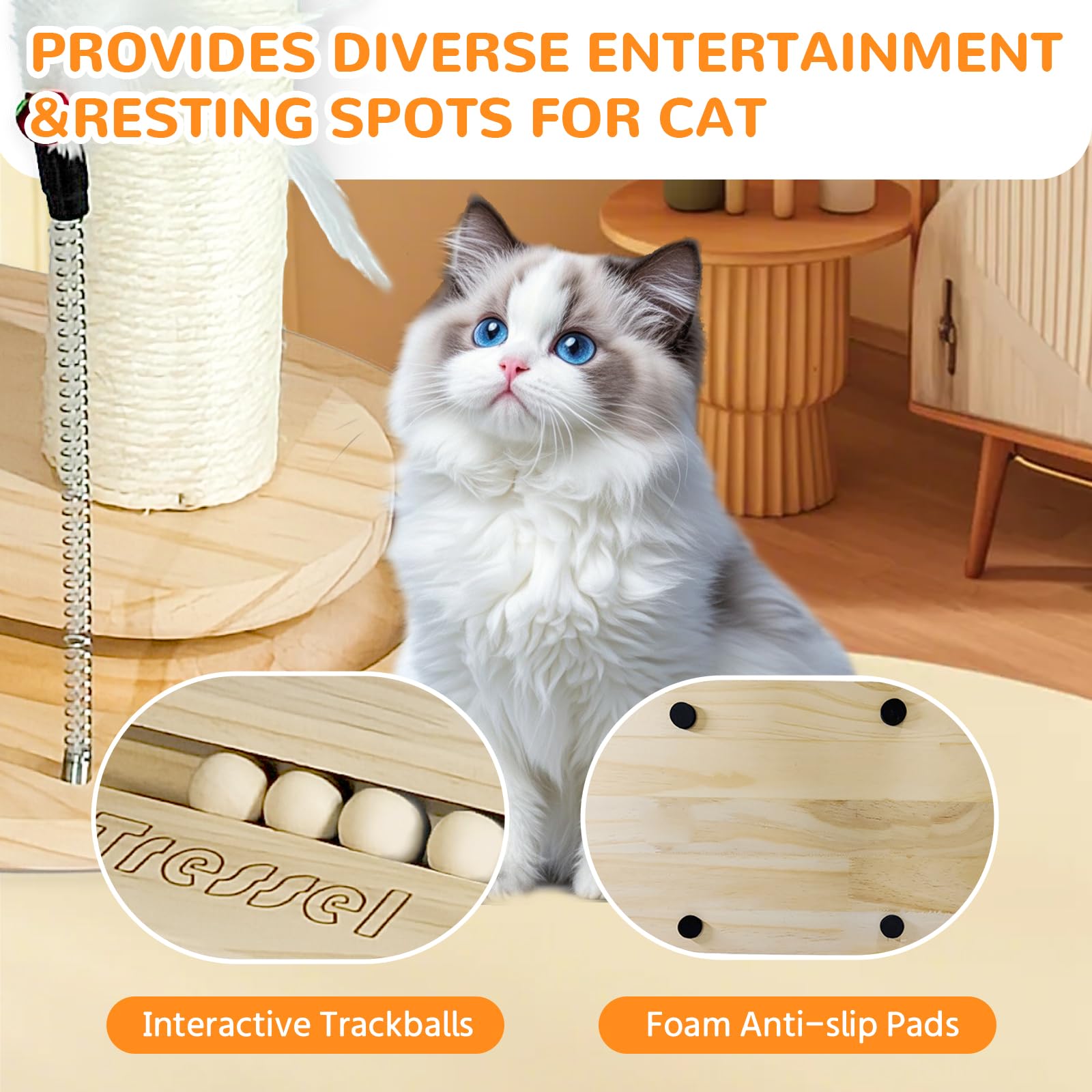 Tressel two-layer ball turntable adds multi-level fun and curiosity.
