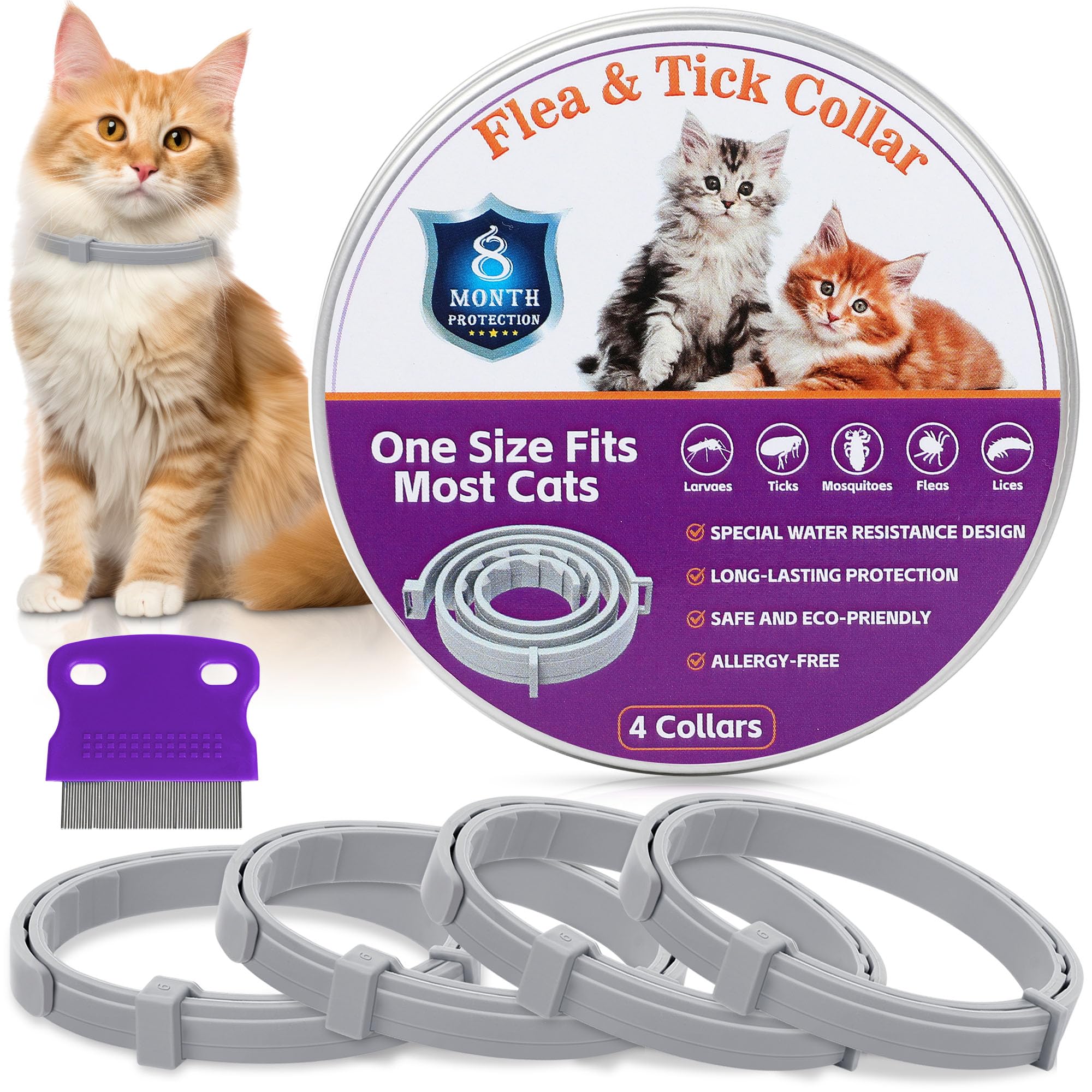 Trihood 4-pack flea collar for cats bundle showing long-lasting protection.