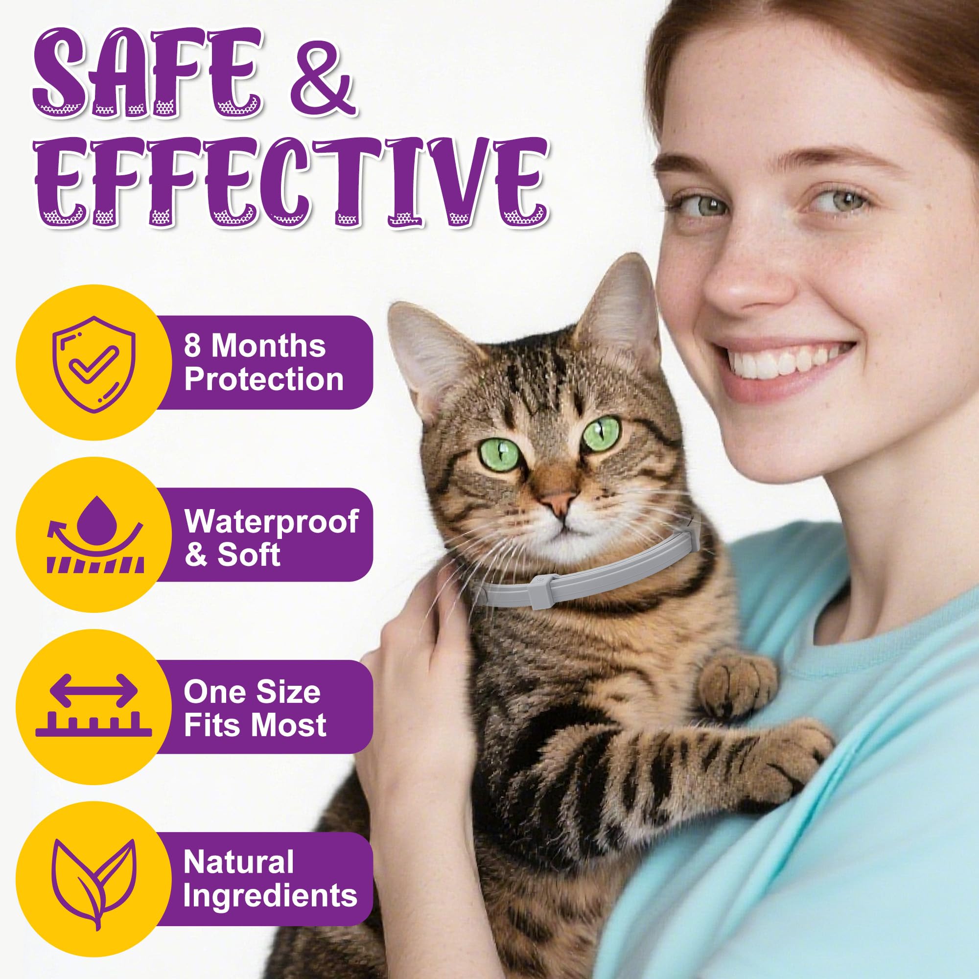 Trihood flea collar being applied for easy quick-fit on cat.