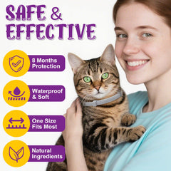 Trihood flea collar being applied for easy quick-fit on cat.