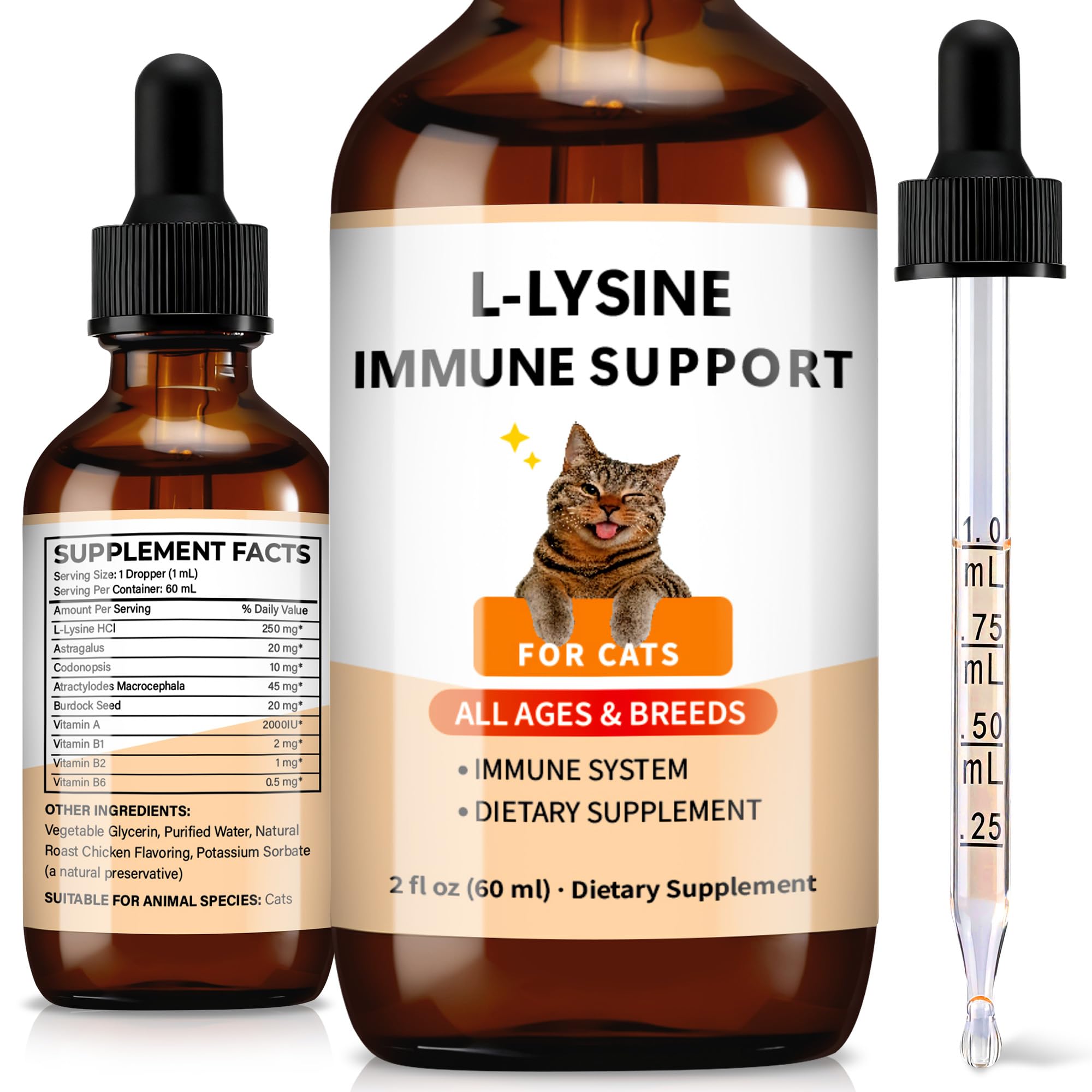 Trihood L-Lysine drops bottle for cats supports immune and respiratory comfort