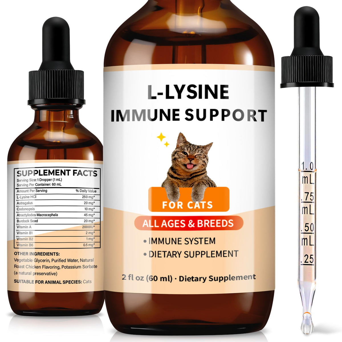Trihood L-Lysine drops bottle for cats supports immune and respiratory comfort
