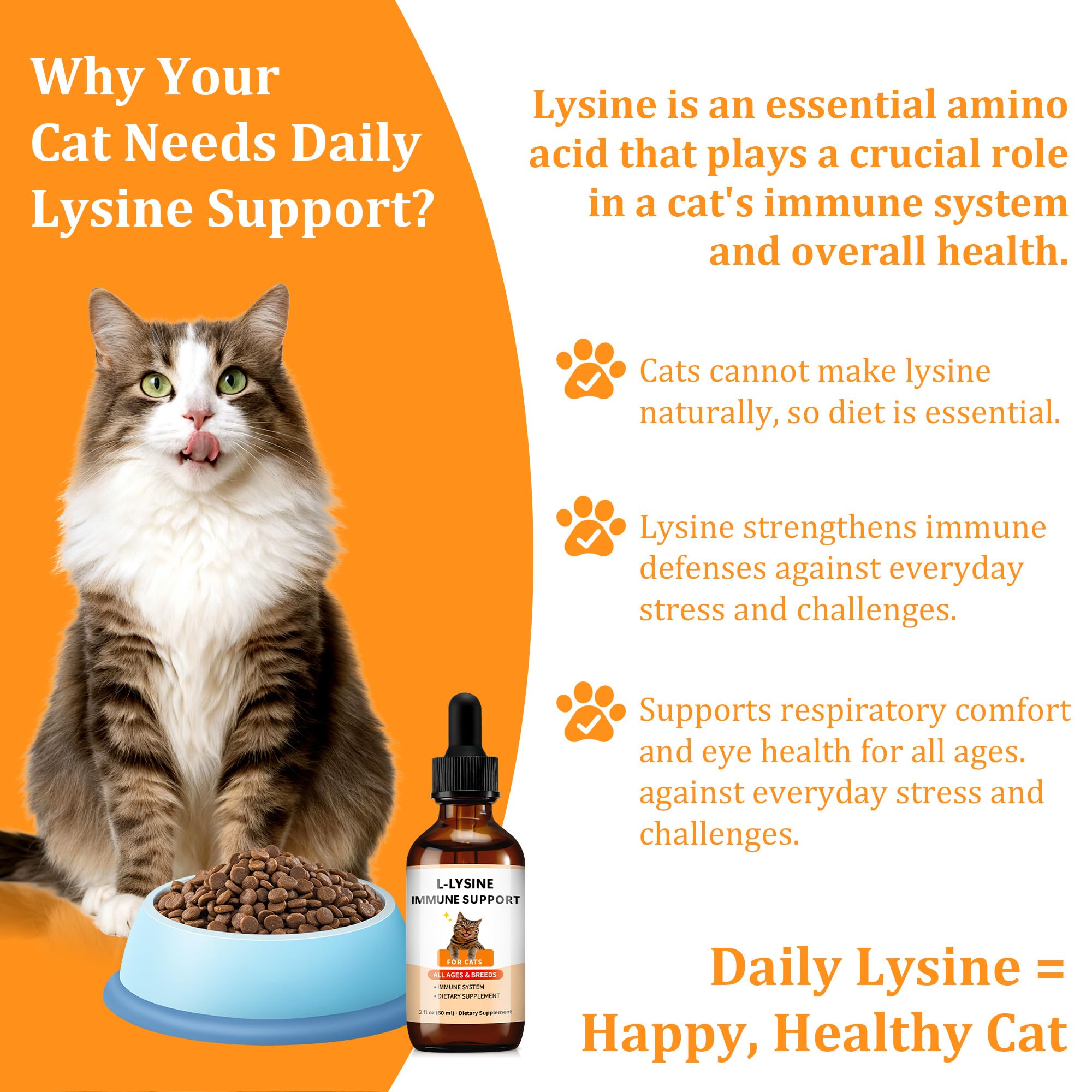 Trihood L-Lysine drops pipette enables easy daily dosing for cats