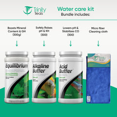 Trinity Treats Alkaline Buffer bottle raising pH for hard-water planted tanks.