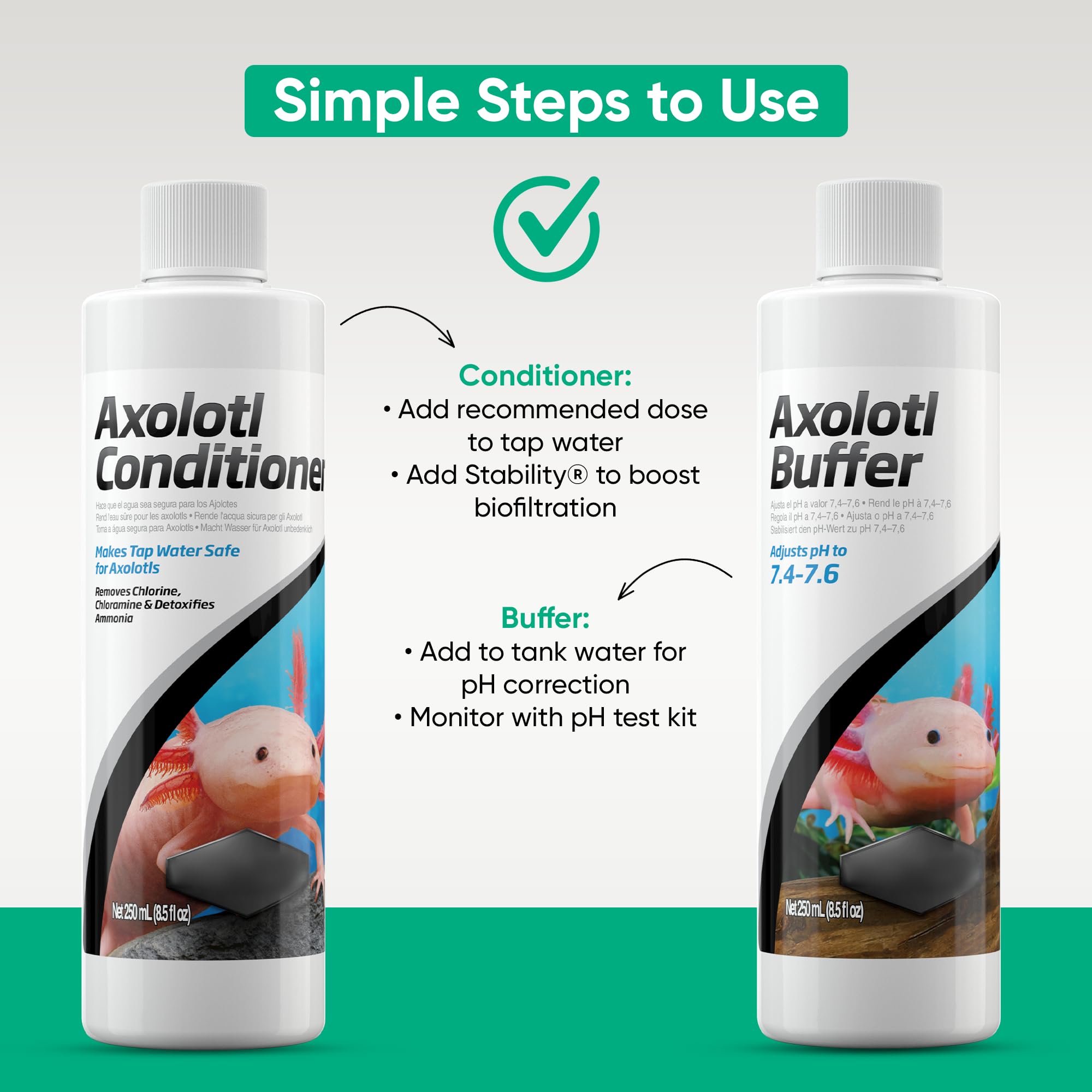 Trinity Treats axolotl buffer 250ml bottle helps stabilize water pH