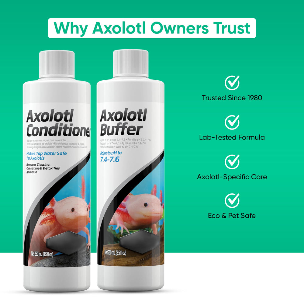Trinity Treats axolotl care kit in-use demonstrating tank maintenance routine