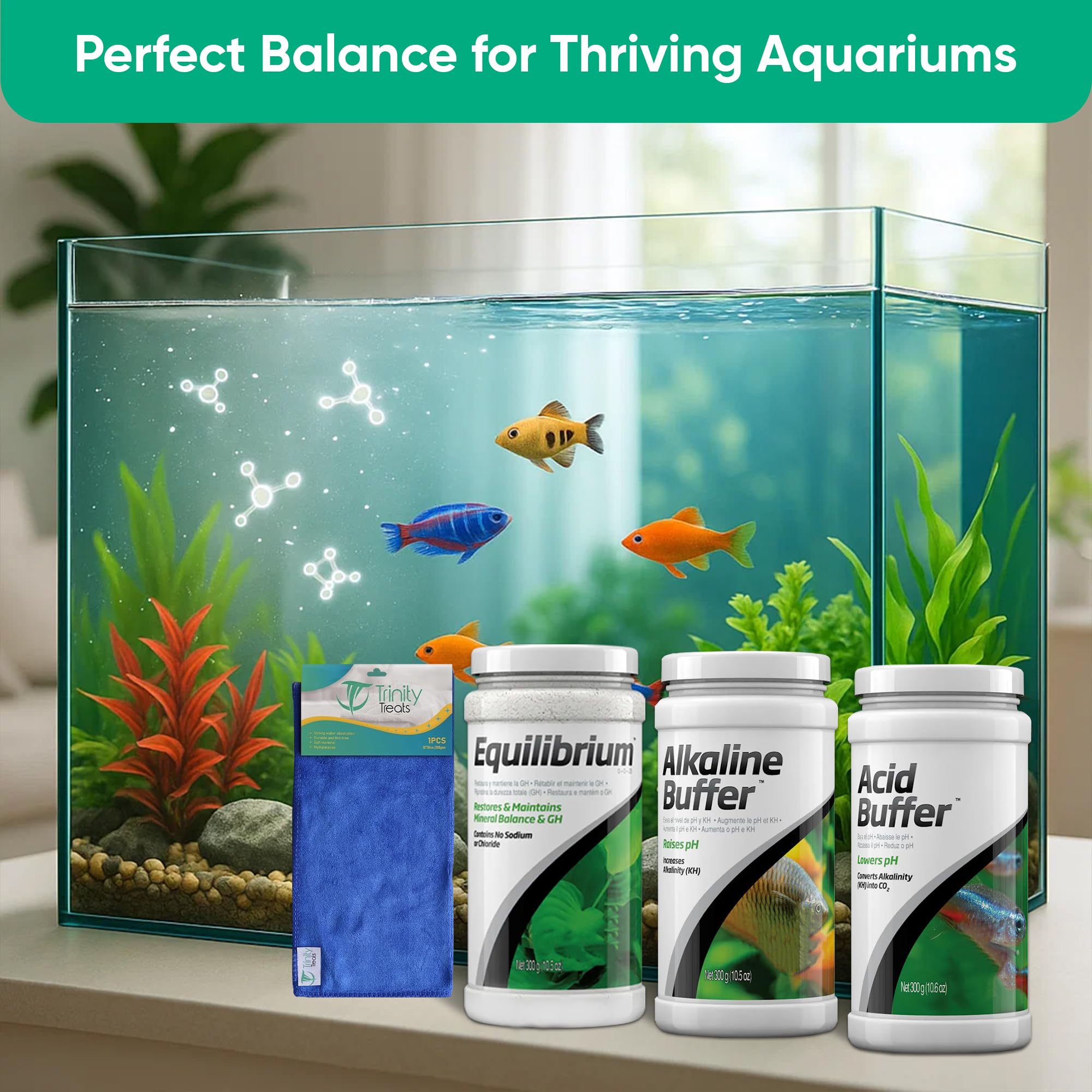 Trinity Treats buffer dissolves gradually over 12 hours to stabilize water.