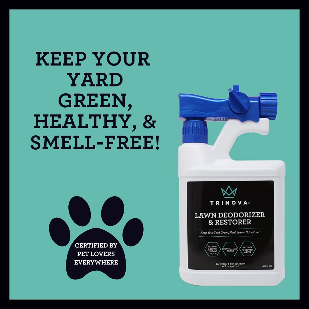 TriNova artificial turf cleaner highlights multi-surface deodorizer for pet areas.