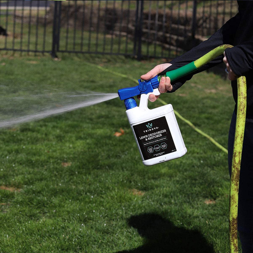TriNova pet urine neutralizer in soil indicates balanced pH and odor control.