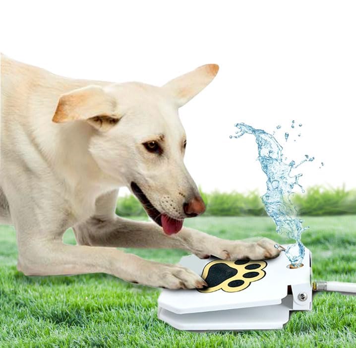 Trio Gato outdoor water fountain paw activated front view delivers instant hydration on demand.