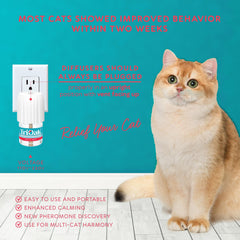 TriOak cat pheromones diffuser plug-in in outlet shows easy installation and consistent diffusion
