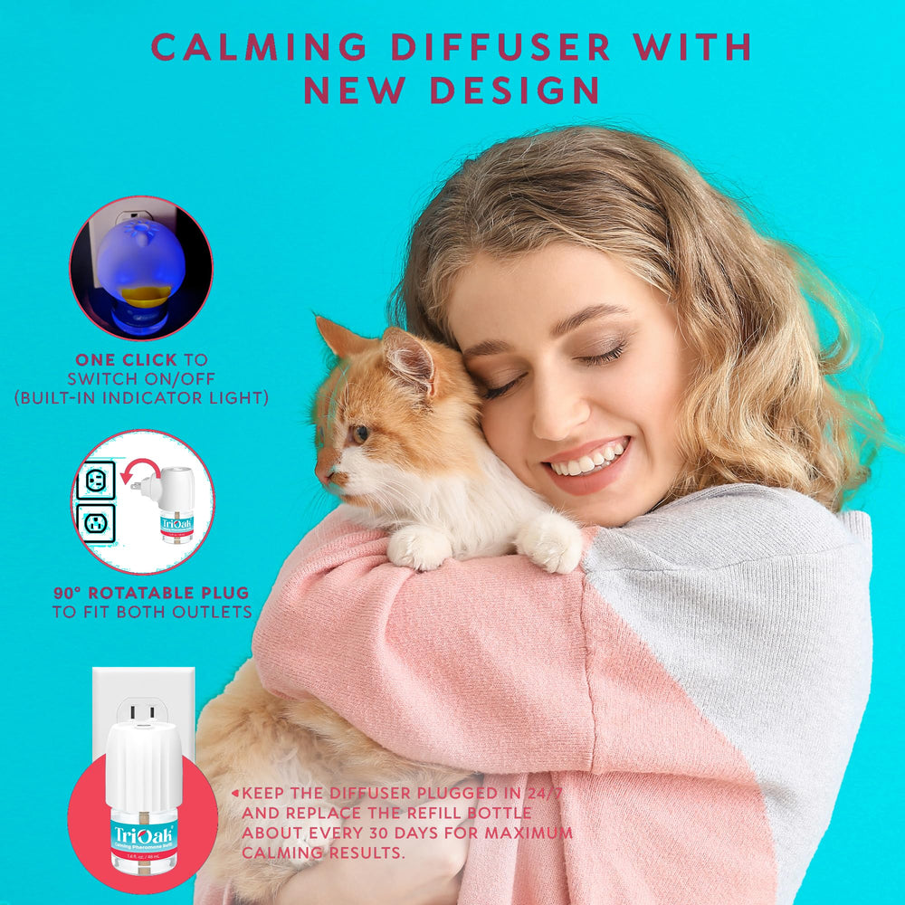 TriOak cat pheromones diffuser refill cartridges easy to replace ensure continuous calming benefits