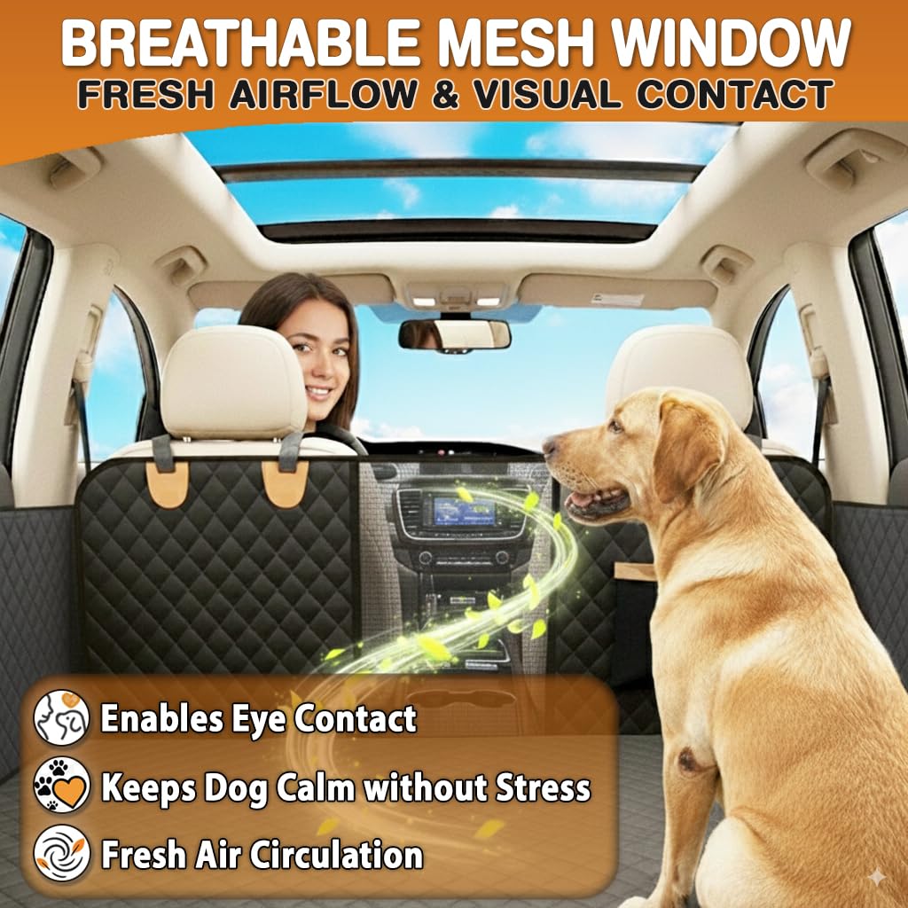 Trio Gato back seat extender mesh-window improves airflow and reduces dog anxiety.