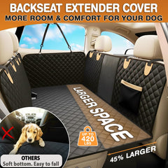 Trio Gato back seat extender side-flaps shield door panels from dirt.