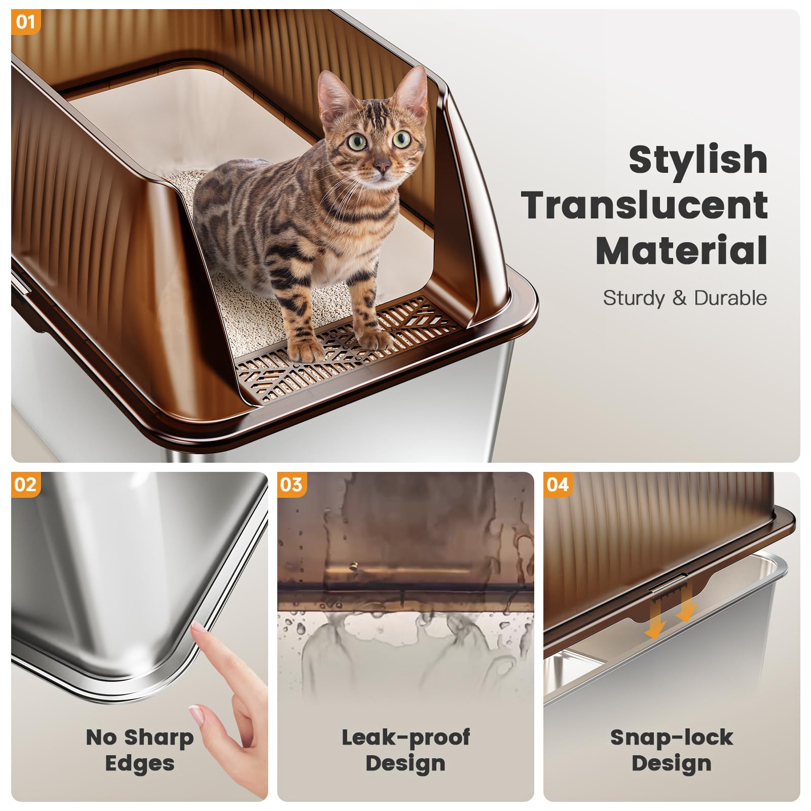 Tripamin multi-use metal litter box doubles as a feeding tray