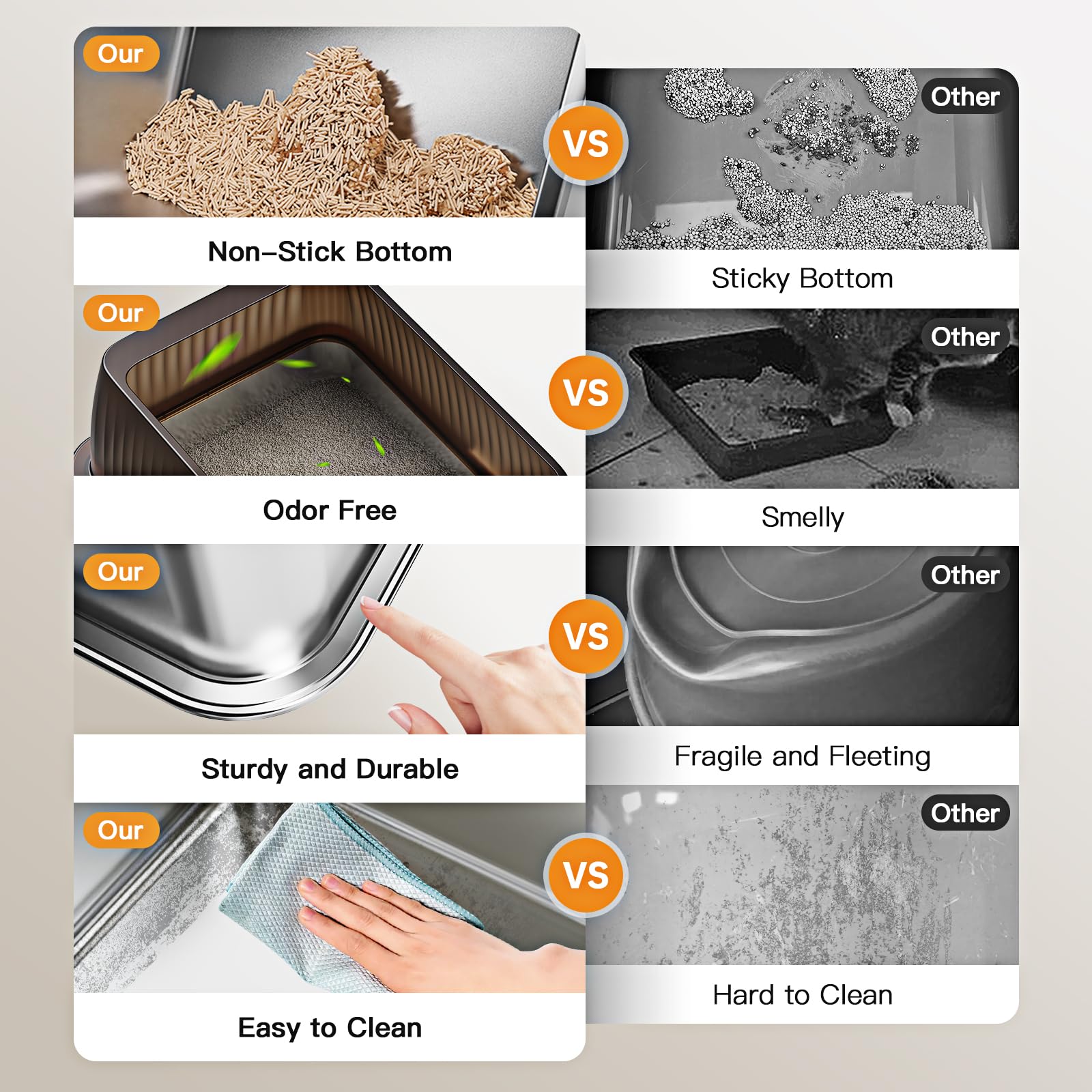 Tripamin stainless steel surface is rust-resistant and easy to clean