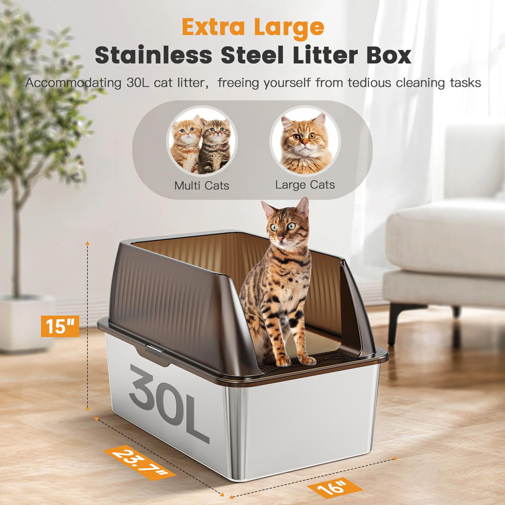 Tripamin XXL litter box side view with high sides for containment