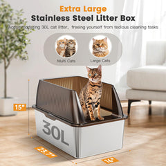 Tripamin XXL litter box side view with high sides for containment