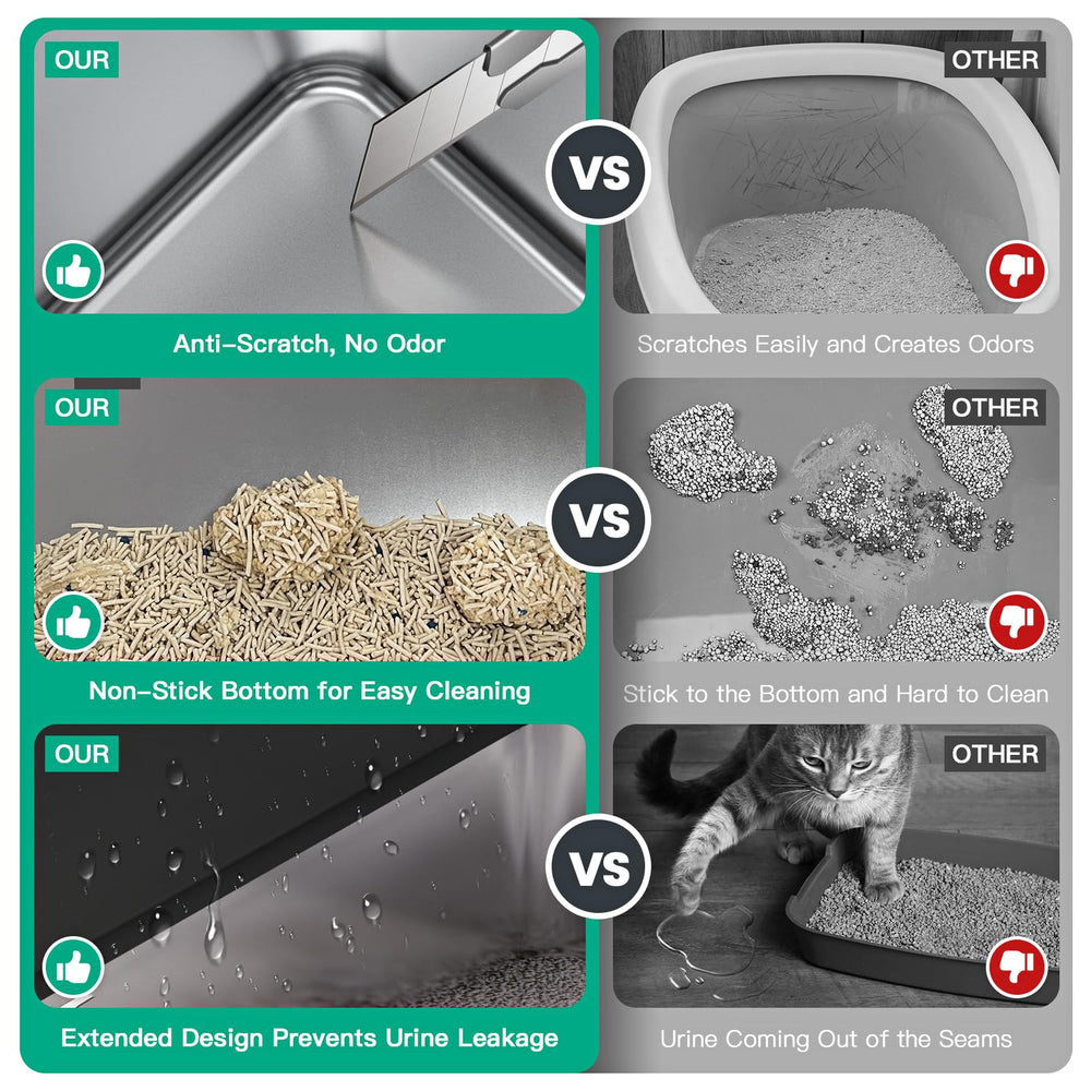 Tripamin XXL stainless steel litter box being wiped clean