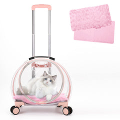 TripleHare transparent-cat-carrier-wheels for easy travel with clear visibility