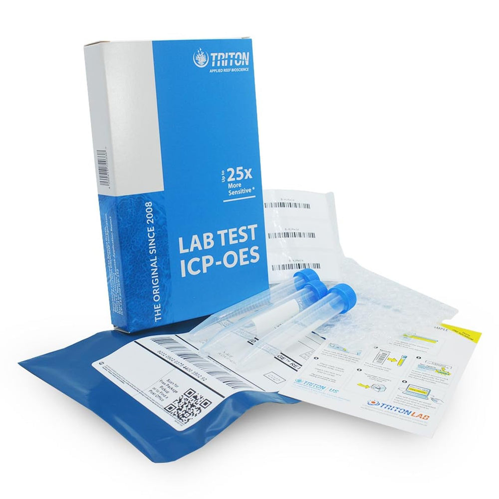 Triton Labs ICP-OES water test full panel setup: prepare seawater sample for precise reef chemistry planning.