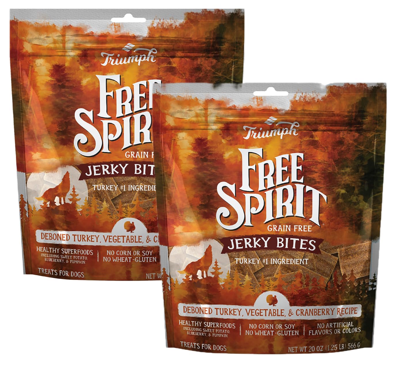 Triumph turkey berry jerky pack shows grain-free, tasty treats for dogs.
