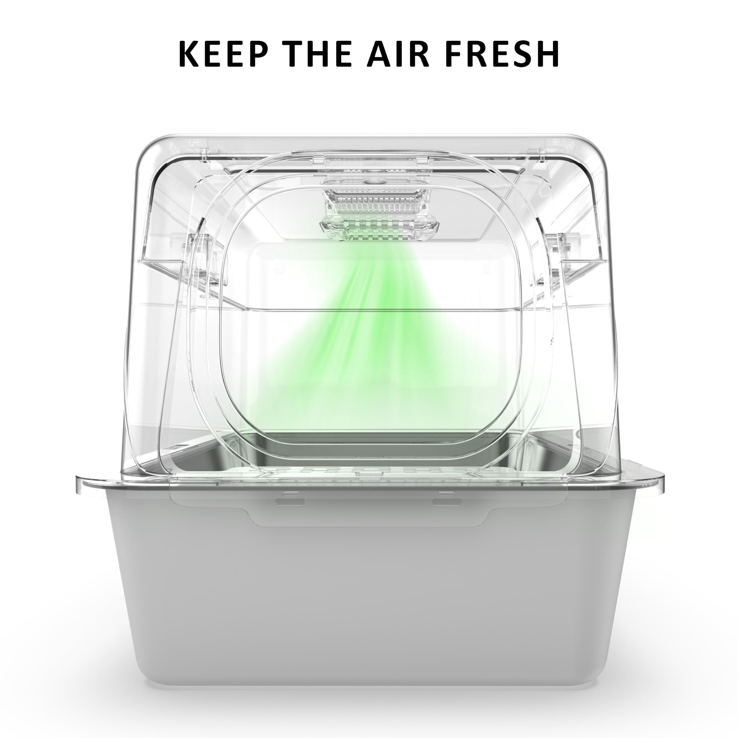 Trivico enclosed litter box with deodorizing filter minimizes room smells