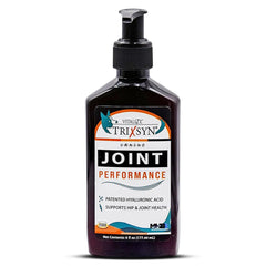 TRIXSYN Canine Performance bottle label highlights joint support for dogs
