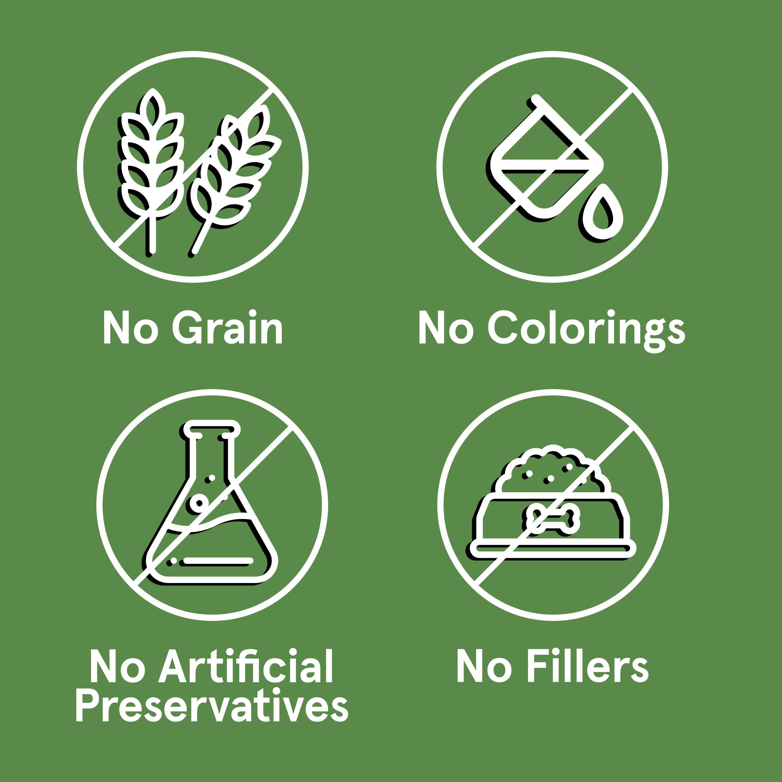TRMC grain-free ingredients image—simple, wholesome recipe for sensitive stomachs.